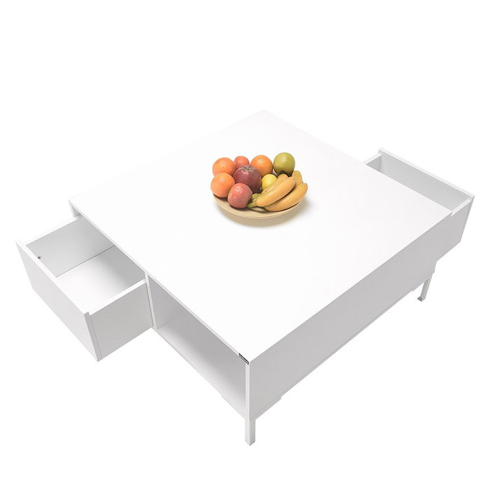 Hanah Home Mesa de Centro Blanco Diamante con Almacenamiento